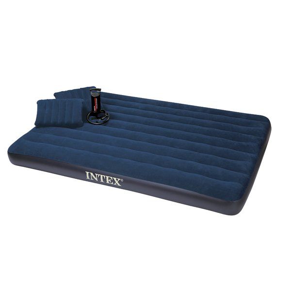 INTEX Saltea VELUR 152x203x22cm cu doua pernute si pompa CLASSIC INTEX Saltea VELUR 152x203x22cm cu doua pernute si pompa CLASSIC