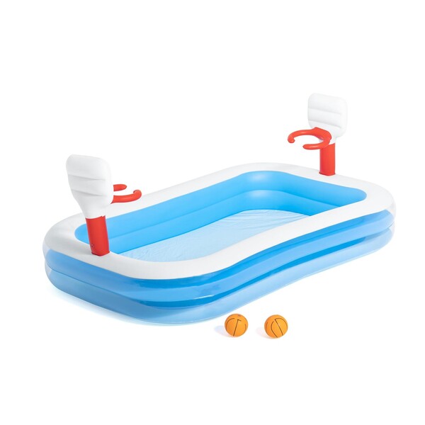 Bestway Piscina gonflabilă pentru copii “Basketball” cu inele și 2 mingi, 254x168x102 cm, 636 L, 3+ Bestway Piscina gonflabilă pentru copii "Basketball" cu inele și 2 mingi, 254x168x102 cm, 636 L, 3+ - imagine 1