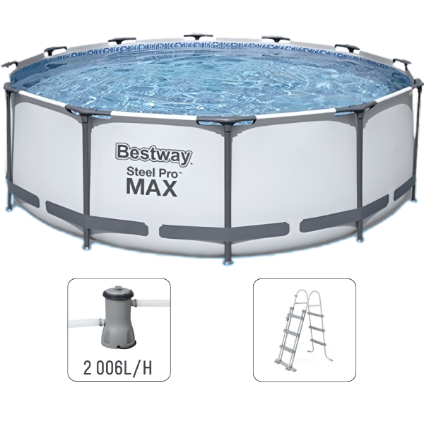 Bestway Piscina Steel Pro Max 366x100cm, 9150L, carcas metal Bestway Piscina Steel Pro Max 366x100cm, 9150L, carcas metal - imagine 1