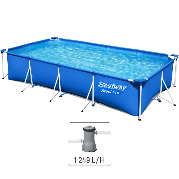 Bestway Piscina Carcas Metal Steel Pro 400x211x81cm, pompa-filtru 1249L/h, 5700L Bestway Piscina Carcas Metal Steel Pro 400x211x81cm, pompa-filtru 1249L/h, 5700L - imagine 1