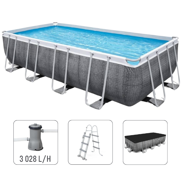 Bestway Piscina Power Steel 488x244x122cm, 11532L, carcas metal Bestway Piscina Power Steel 488x244x122cm, 11532L, carcas metal - imagine 1