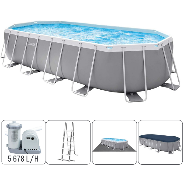 INTEX Piscină PRISM FRAME OVAL 610х305×122сm, 18202L, cadru metalic INTEX Piscină PRISM FRAME OVAL 503x274x122сm, 13365L, cadru metalic - imagine 1