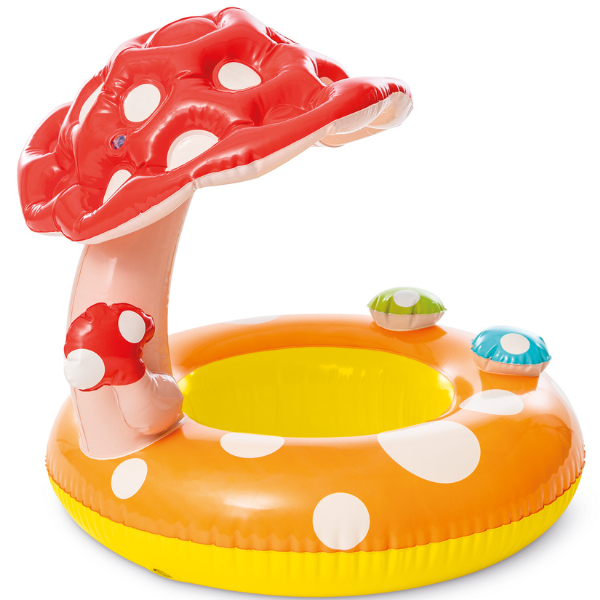 INTEX Cerc gonflabil "Ciupercuța" cu decupaje pentru picioare și baldachin D 69 cm, până la 15kg, 1-2 ani