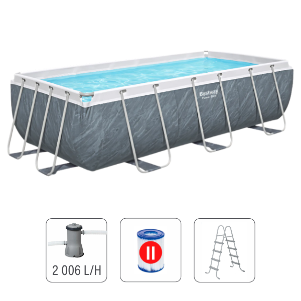 56722 (1) Bestway Piscină Power Steel 412x201x122cm, 8124L, carcas metal - imagine 1