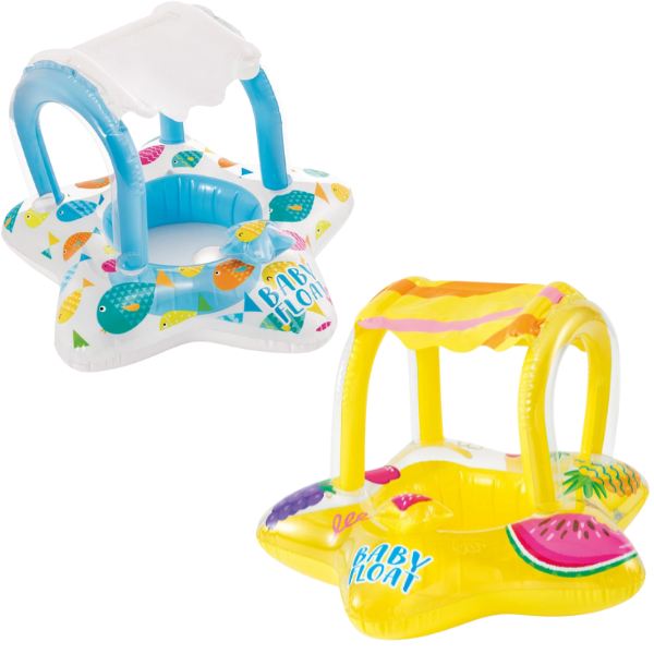 INTEX Cerc gonflabil cu decupaje pentru picioare și baldachin 81х79 cm, până la 15kg, 1-2 ani (2 culori)