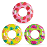 INTEX Надувной круг "Тропический фрукт" Д 107 см с ручками, до 80кг, 9+, 3 цвета