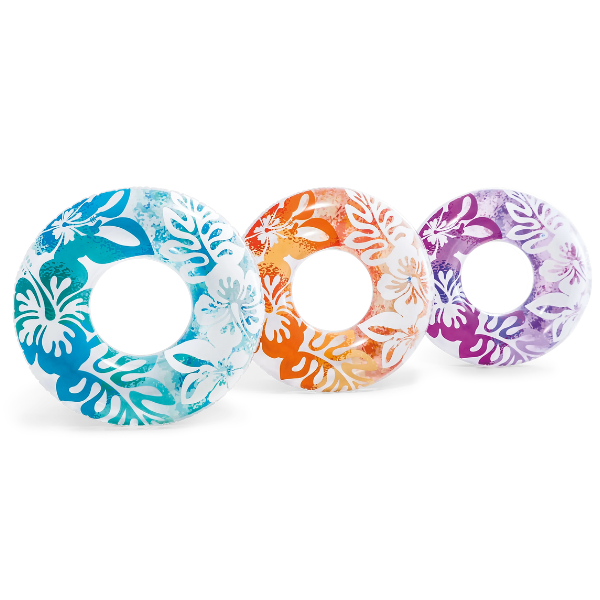 59259 INTEX Надувной круг “Прозрачные цветы” Д 91 см, до 60кг, 9+, 3 цвета — изображение 1