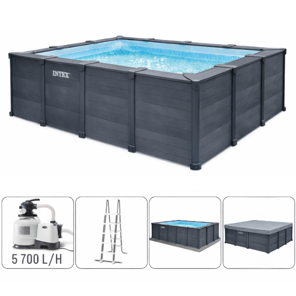 200649 (8) INTEX Бассейн GRAPHITE GRAY PANEL 400x300x124 см, 10091Л, металлический каркас — изображение 1
