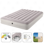 INTEX Надувной матрас “Velur Prestige” 152x203X30 см с портативным USB-насосом 5V, до 272 кг