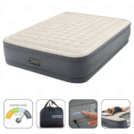 INTEX Pat gonflabil “Velur Comfort-Plush” 152x203x46 cm cu pompă încorporată 220V, până la 272 kg